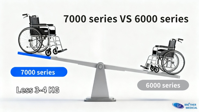 Havacılık sınıfı 7000 ve standart 6000 al&uuml;minyum tekerlekli sandalye &ccedil;er&ccedil;eveleri arasındaki ağırlık karşılaştırması.