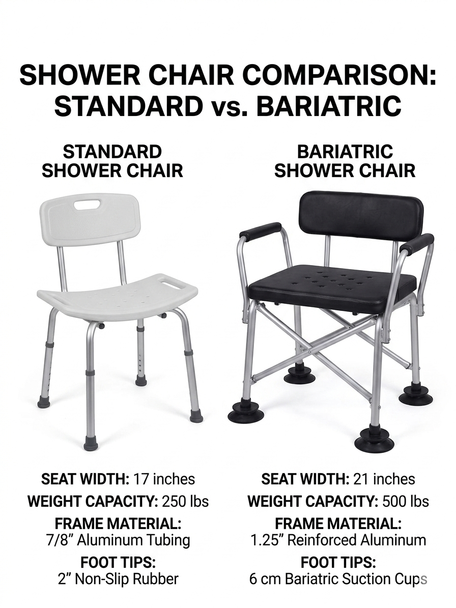 standart vs bariatrik duş sandalyesi