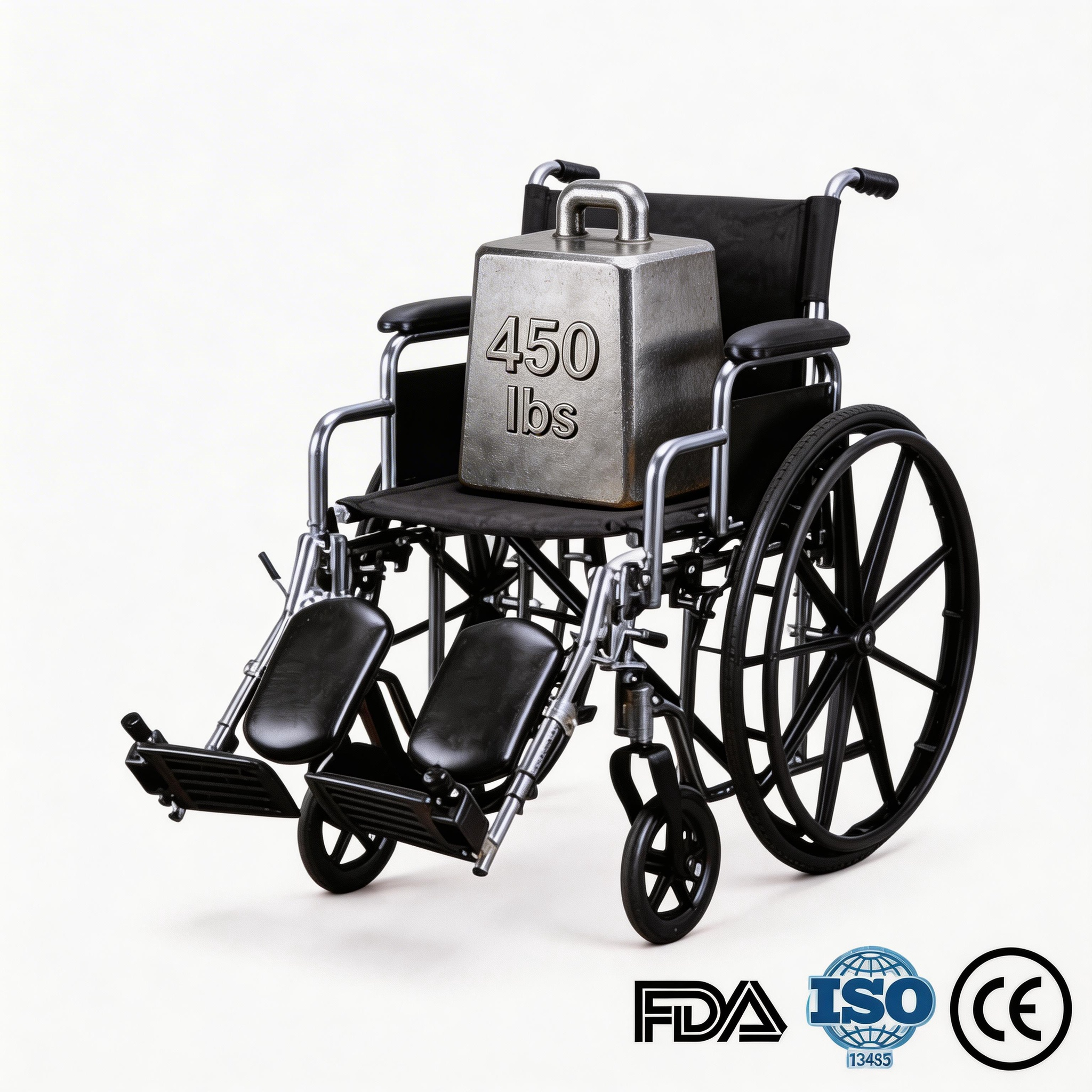 BME4618 24 İnç Yüksek Kapasiteli Bariatrik Manuel Tekerlekli Sandalye | 400 Lbs Maksimum Yük