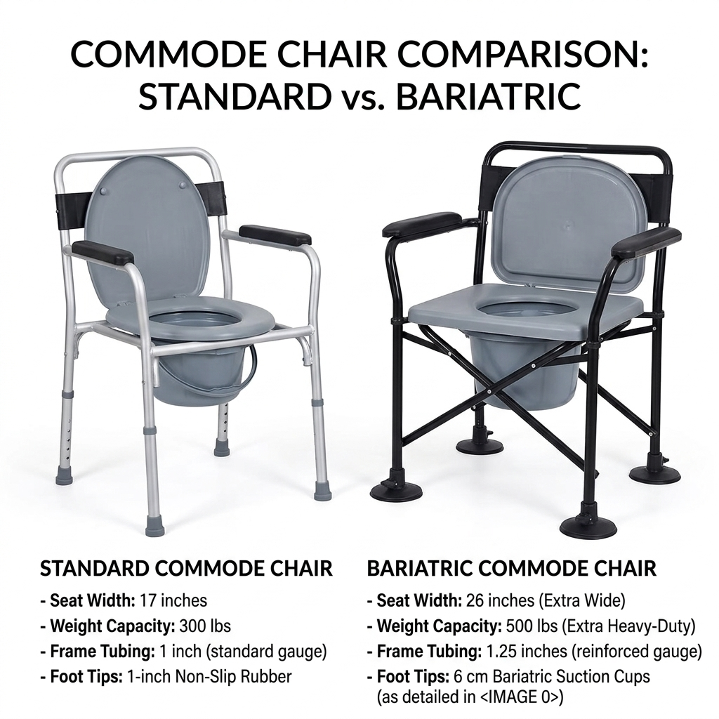 standart vs bariatrik komodin sandalyesi