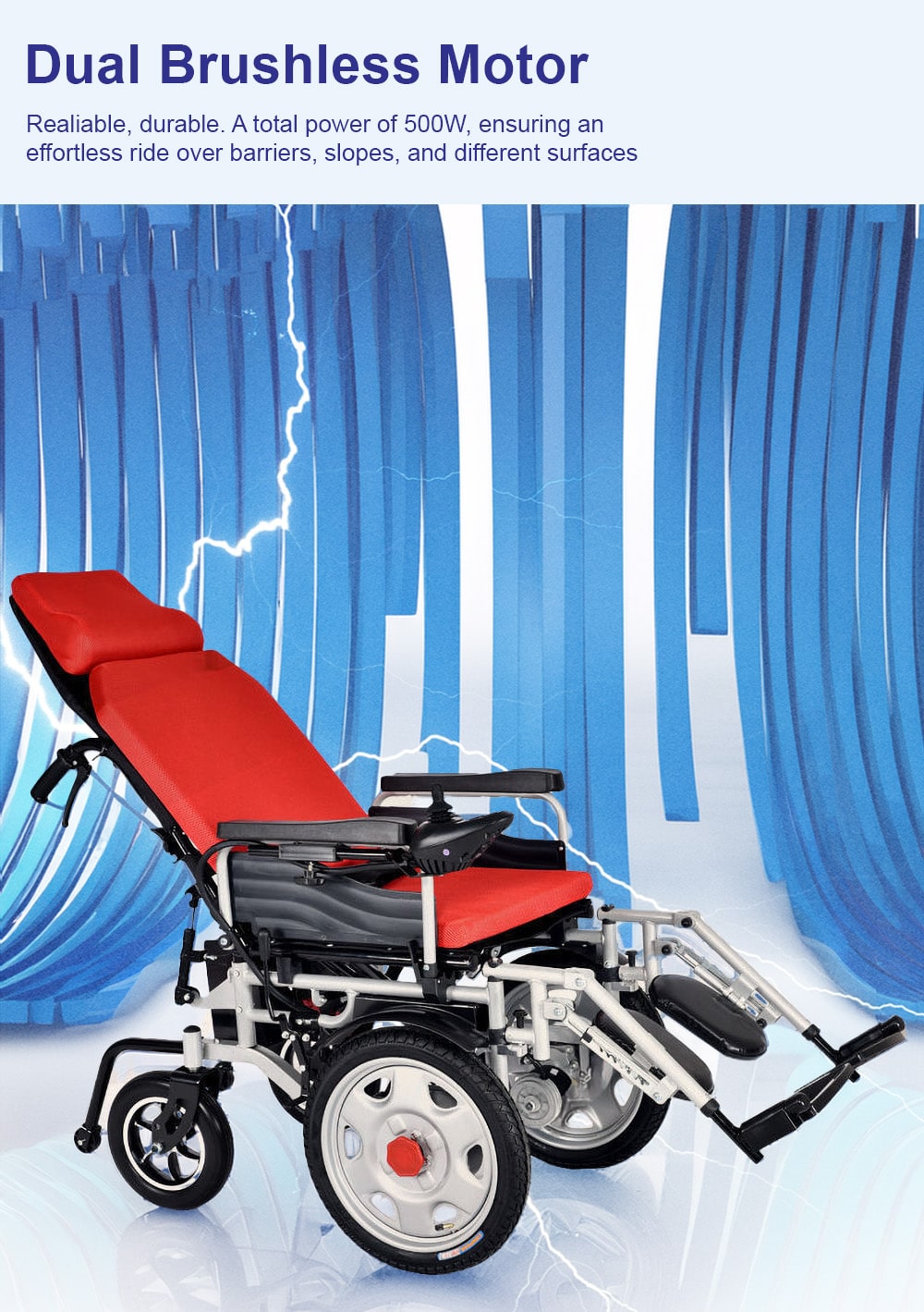 BME1025 Ortopedik Tekerlekli Sandalye 500W Güç Çıkışı