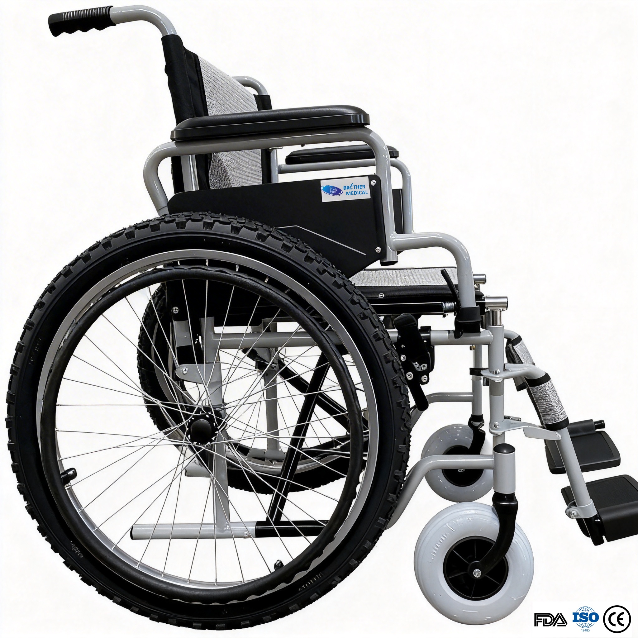 Toptan Yağ Lastiği All-Terrain Manuel Tekerlekli Sandalye | Özelleştirilebilir Arka Tekerlekler ve Ağır Hizmet Tipi Çelik Çerçeve